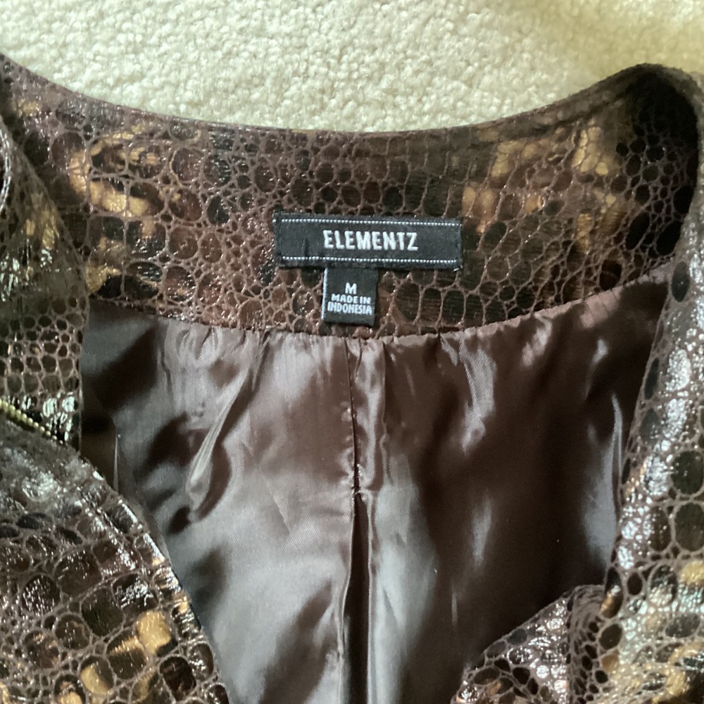 ELEMENTZ Dark Chocolate Brown Metallic Full Zipper Jacket - Picture 7 of 8